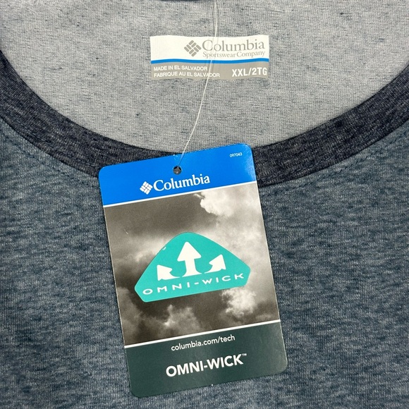 Men’s Columbia XXL 2X Crewneck Shirt T-Shirt Navy Blue Long Sleeve Omni-Wick NWT - Picture 6 of 9
